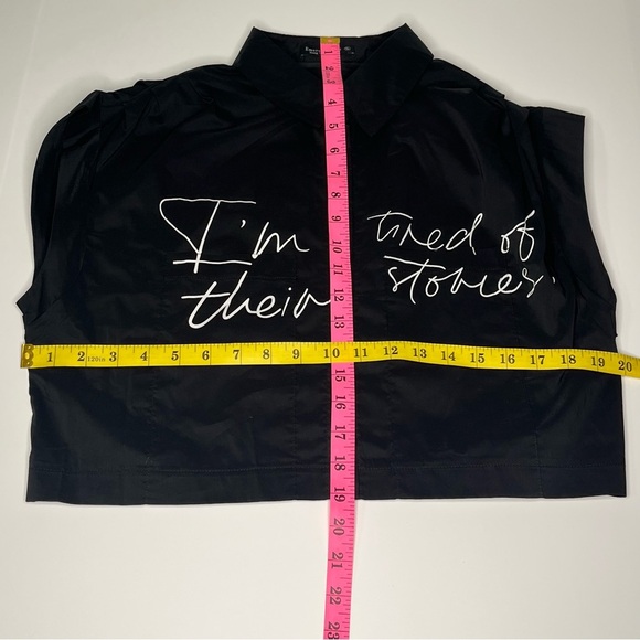 Emerson Lang Black Button-Down Women's “I’m tired of their stories” Shirt NWT - Picture 12 of 15